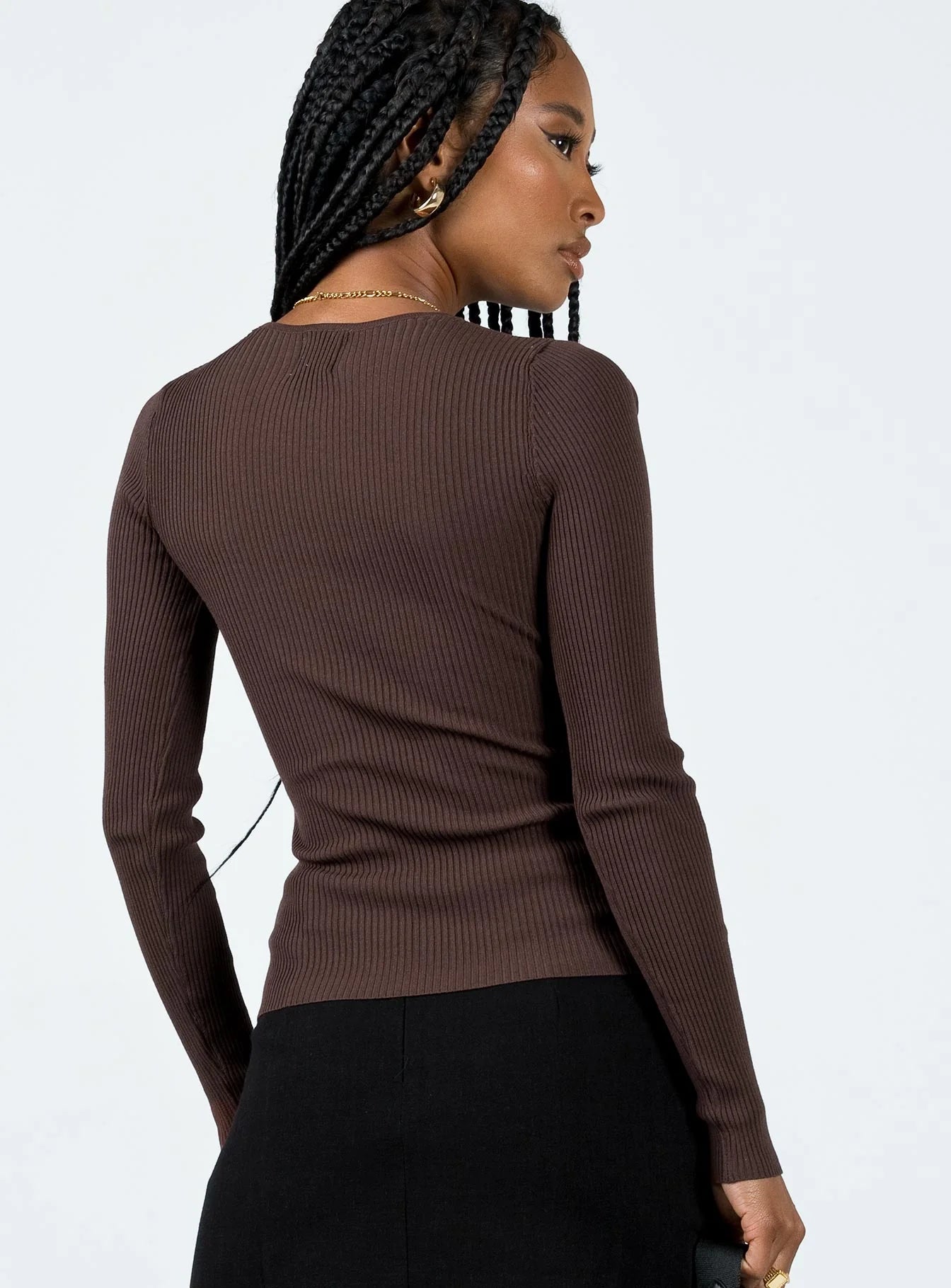 Venetia Long Sleeve Top Brown