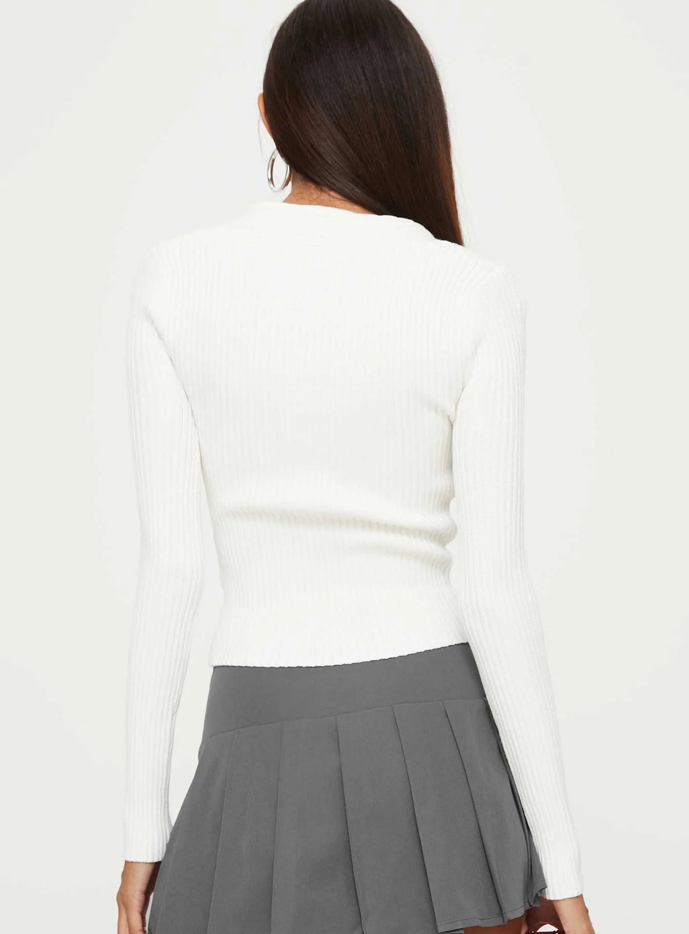 Gleeson Square Neck Long Sleeve Top White