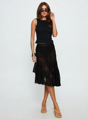 Mellissa Sheer Textured Midi Skirt Black