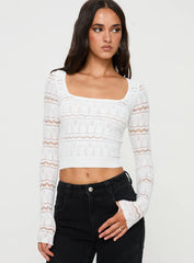 Valor Long Sleeve Knit Top White