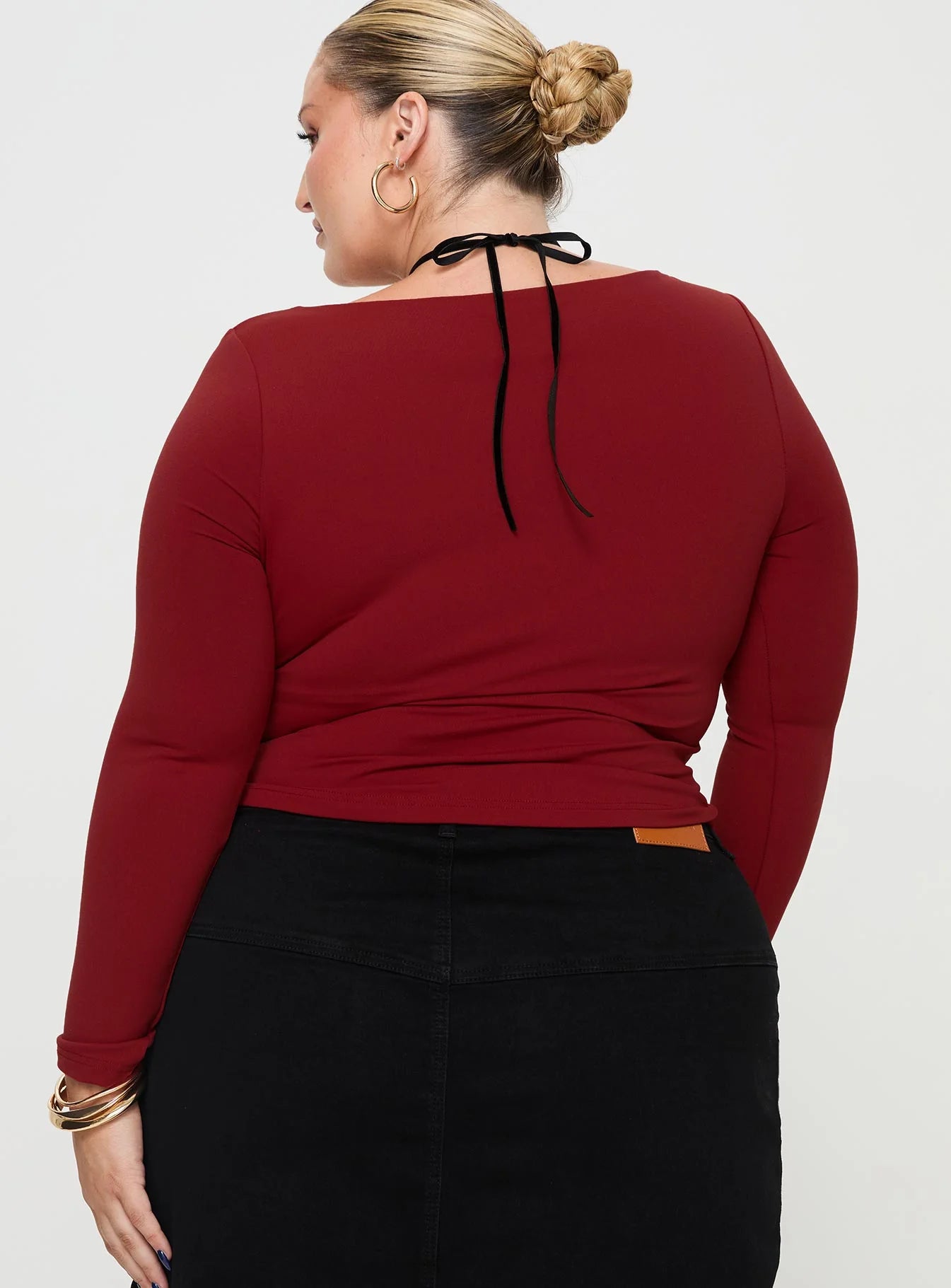 Selenie Long Sleeve Top Red Curve