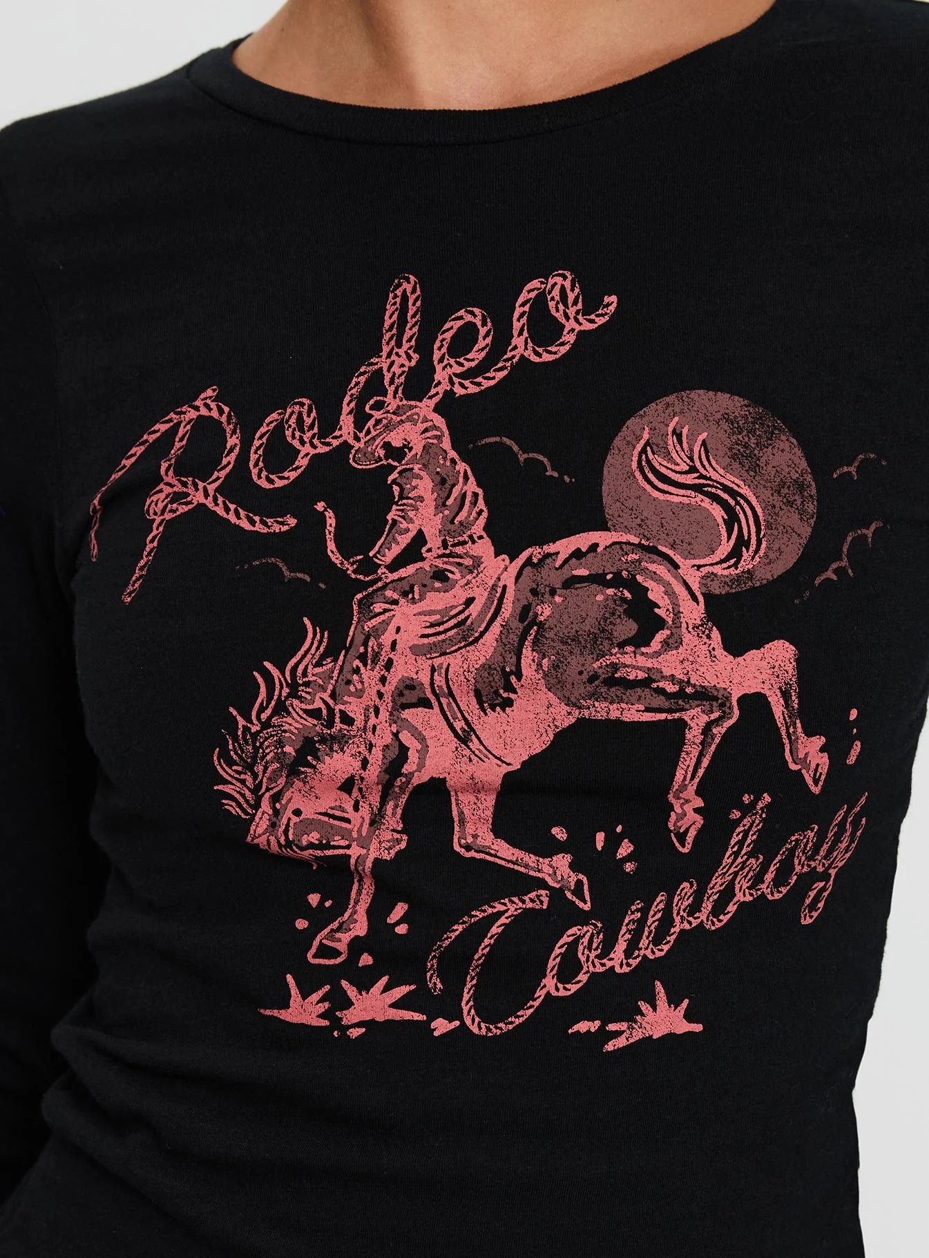 Rodeo Cowboy Long Sleeve Top Washed Wine
