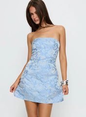 Cross Your Heart Strapless Mini Dress Baby Blue
