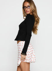 Dapple Bias Mini Skirt White / Red Polka