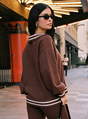 Square One Collared Jumper Brown / Cream