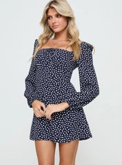 Mirthful Long Sleeve Mini Dress Navy