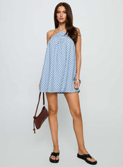 Moonlit Mini Dress Blue Stripe
