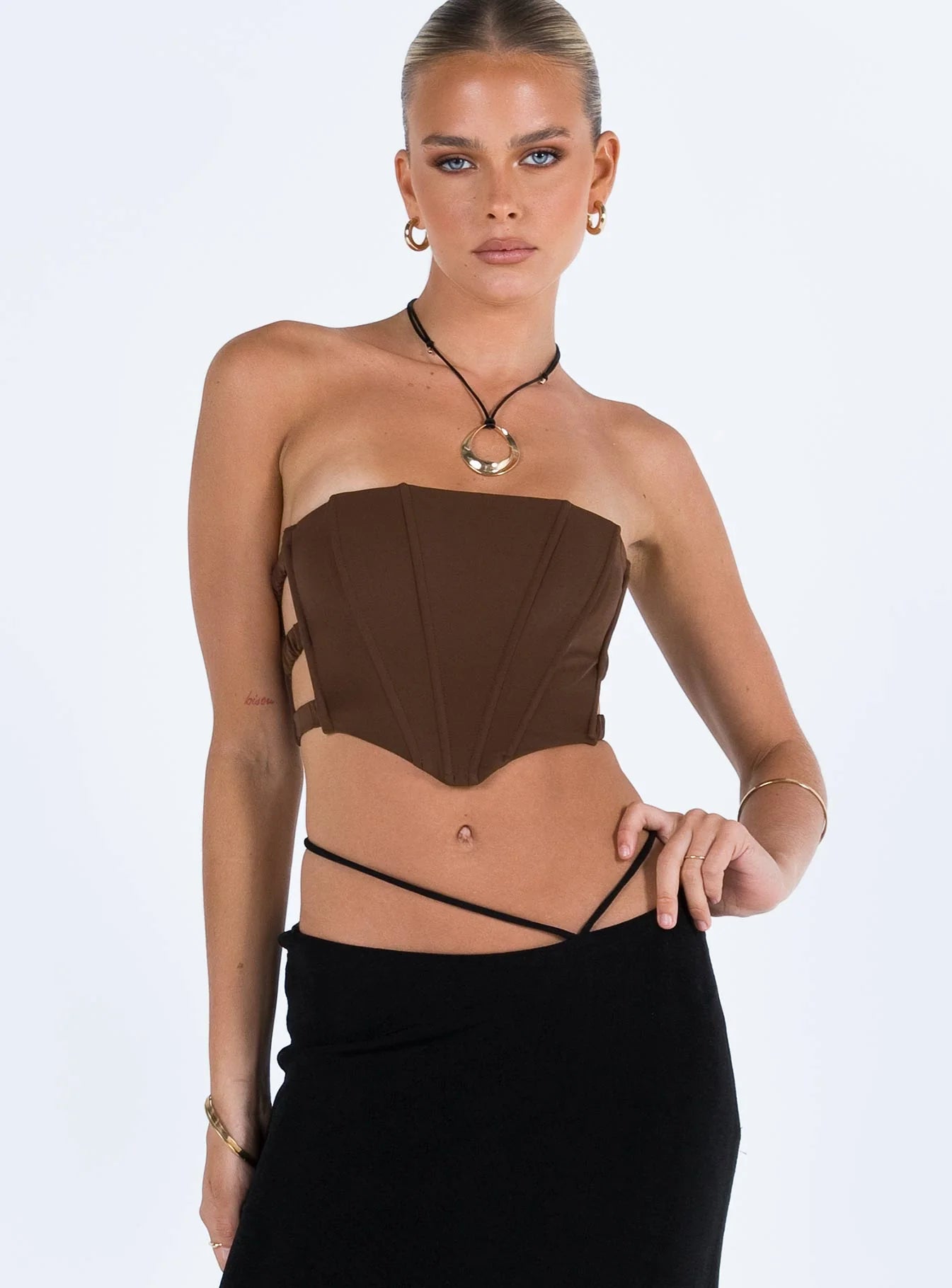 Carnlea Strapless Top Brown