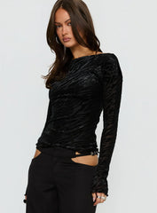 Vila Lettuce Trim Long Sleeve Top Black Zebra