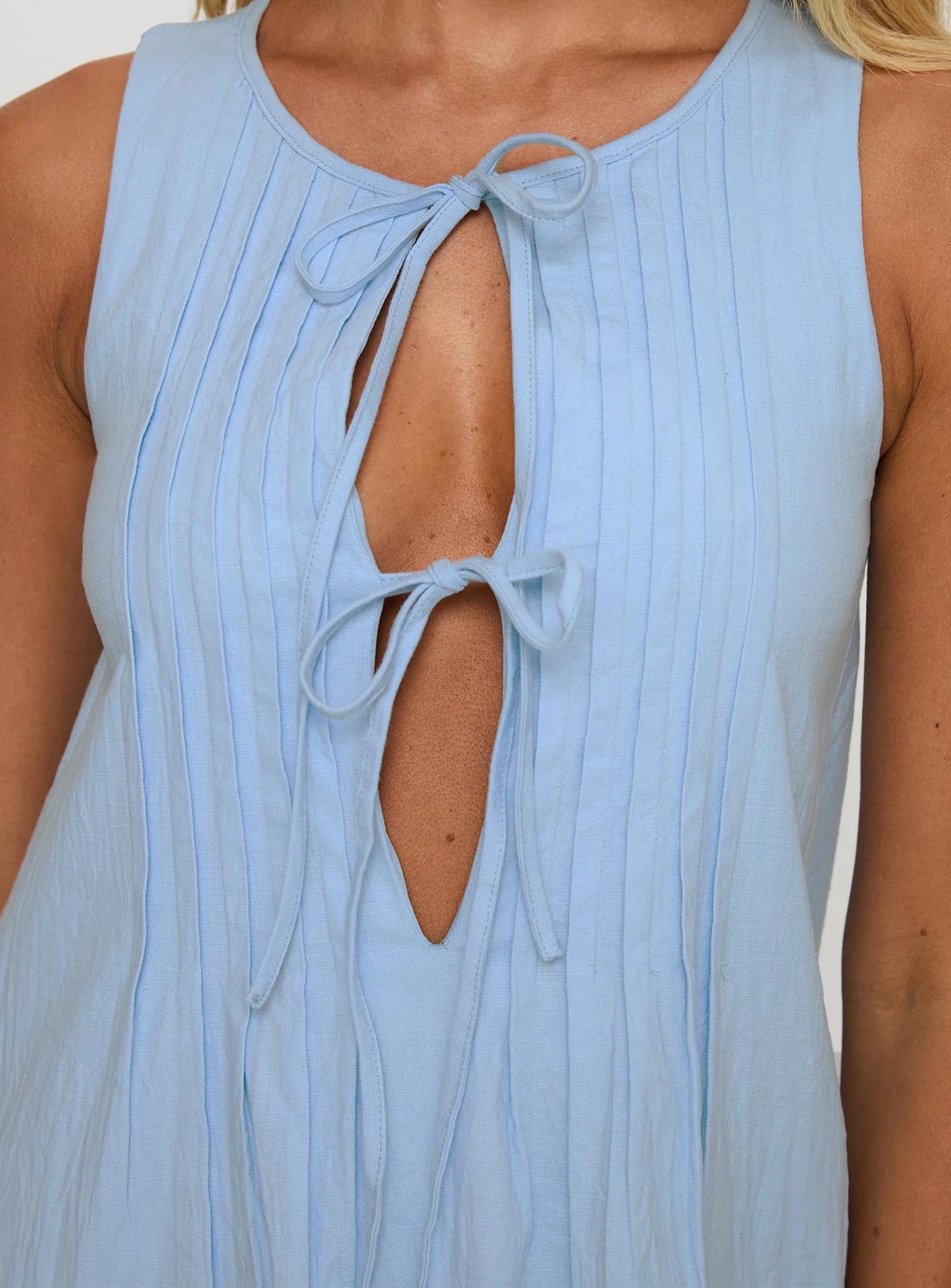 Caddie Tie Mini Dress Blue