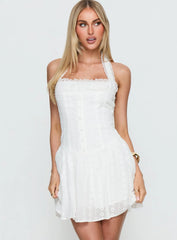 Candy Clouds Halter Playsuit White