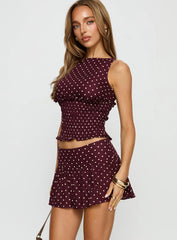 Tovie Frill Linen Blend Skort Plum Polka