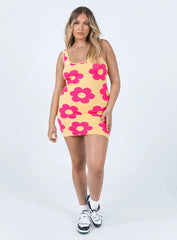 Lennon Mini Dress Yellow Floral