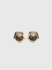 For The Thrill Shell Earrings Gold Brown