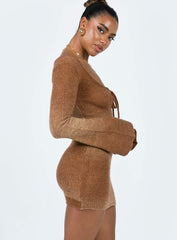 Louden Bell Sleeve Knit Dress Brown