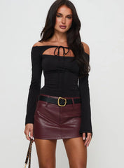 Magee Faux Leather Mini Skirt Burgundy