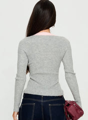 Vanita V Neck Long Sleeve Top Grey Pink