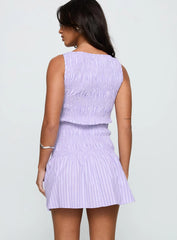 Home Grown Shirred Mini Dress Lilac Stripe
