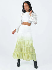 Sun Down Mid Rise Maxi Skirt Green Ombre