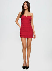 Agent Of Love Shirred Mini Dress Red