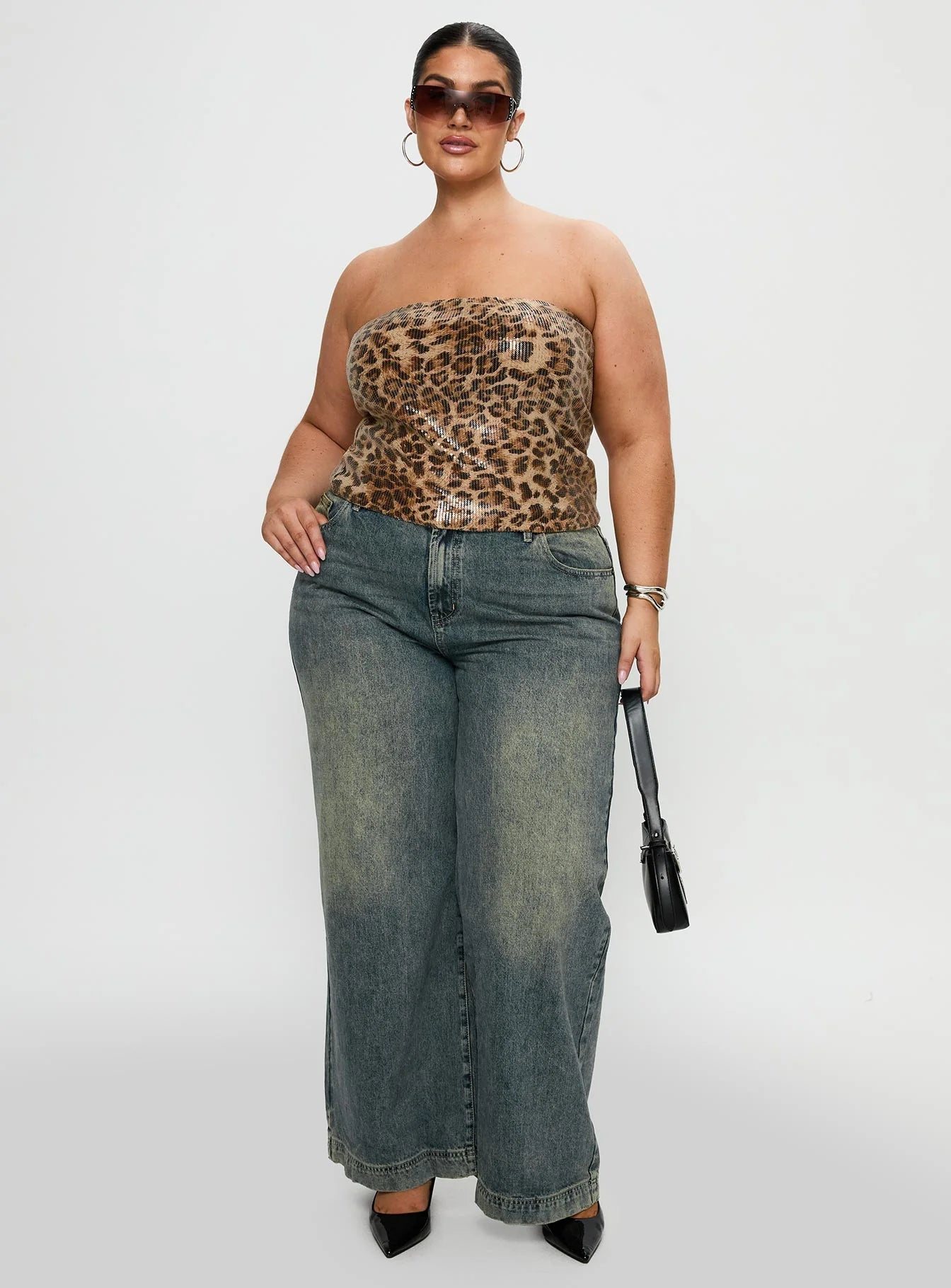 Learn To Fly Strapless Sequin Top Leopard Curve