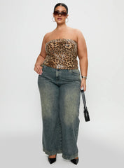 Learn To Fly Strapless Sequin Top Leopard Curve