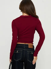 Philia Collared Wrap Top Red