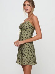 Valencia Mini Dress Sage Floral
