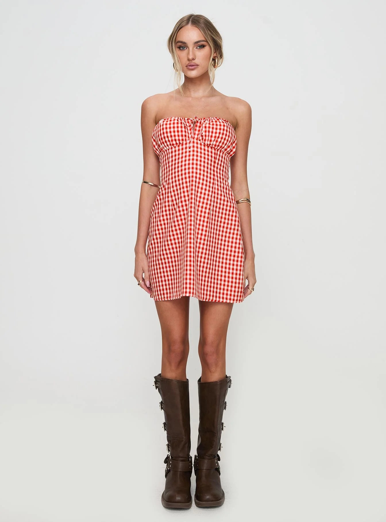 Double Date Mini Dress Red Gingham