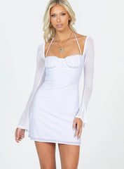 Dyer Sheer Sleeve Mini Dress White Tall