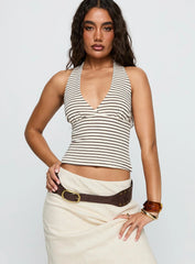 Whimsy Halter Top Chocolate / White Stripe