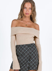 Savani Off The Shoulder Bodysuit Beige