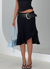 Esmeray Midi Knit Skirt Sheer Black