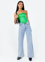 Daris Strapless Top Green