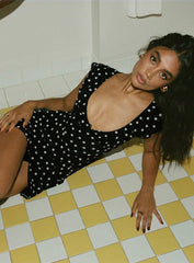 I Guess So Mini Dress Black Polka Dot Tall