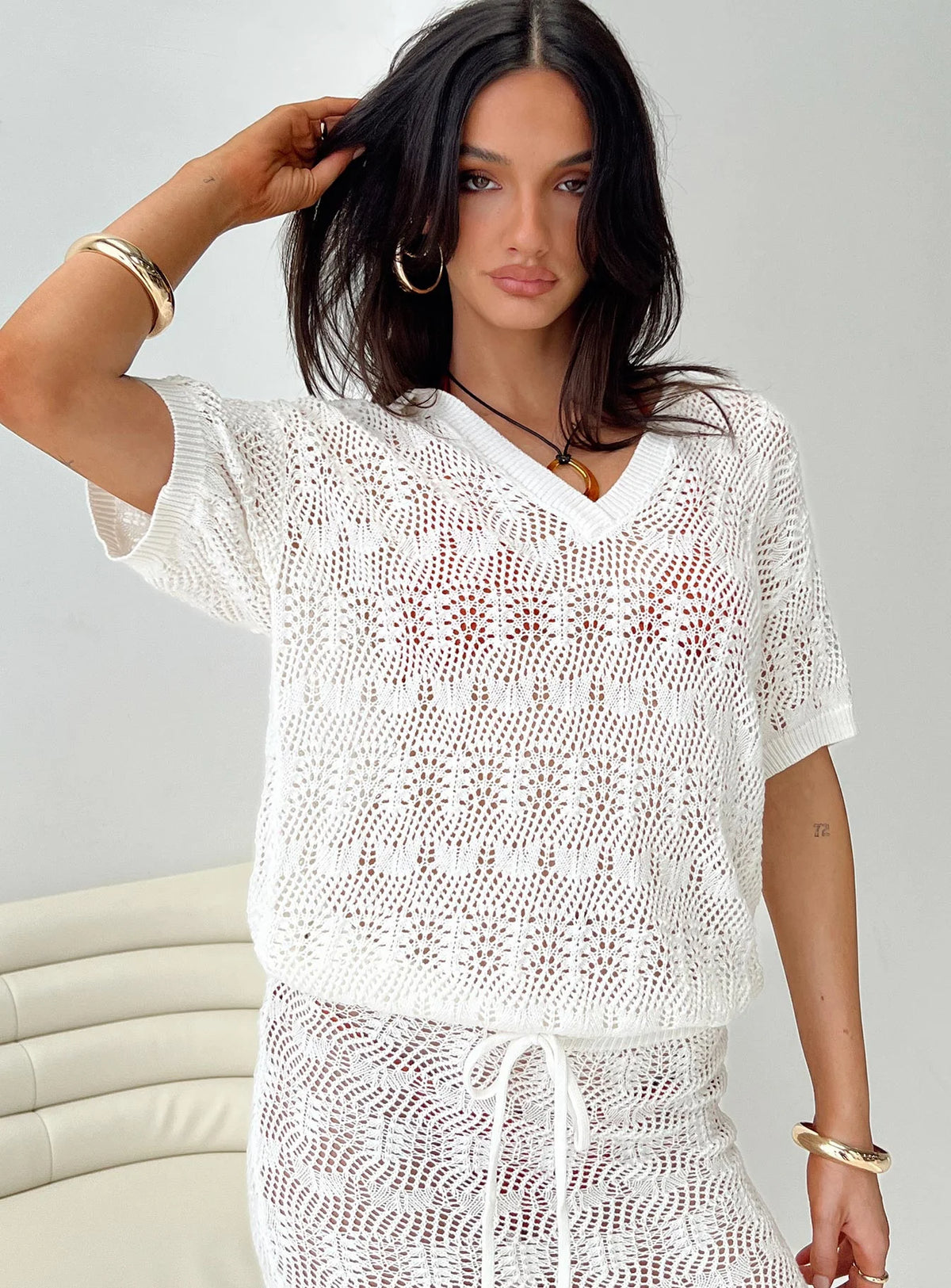 Vacation Knit Top White