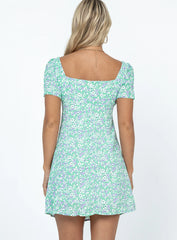 Hastings Mini Dress Green Floral