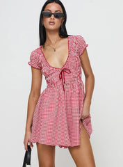 Wescott Gingham Playsuit Red White