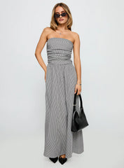 Arkadia Strapless Maxi Dress Black White Check