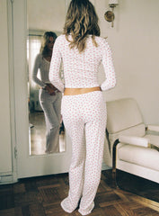 Sleepytea Pointelle Sleep Pant White Red