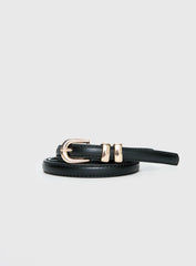 Antilles Faux Leather Micro Belt Black Gold