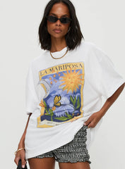 Tarot Card Oversized Graphic Top White Multi