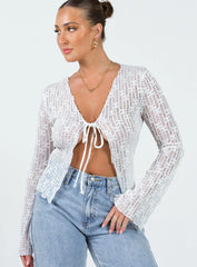 Nucci Lace Long Sleeve Top White