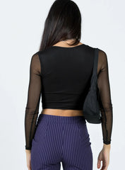 Zeena Long Sleeve Mesh Corset Black