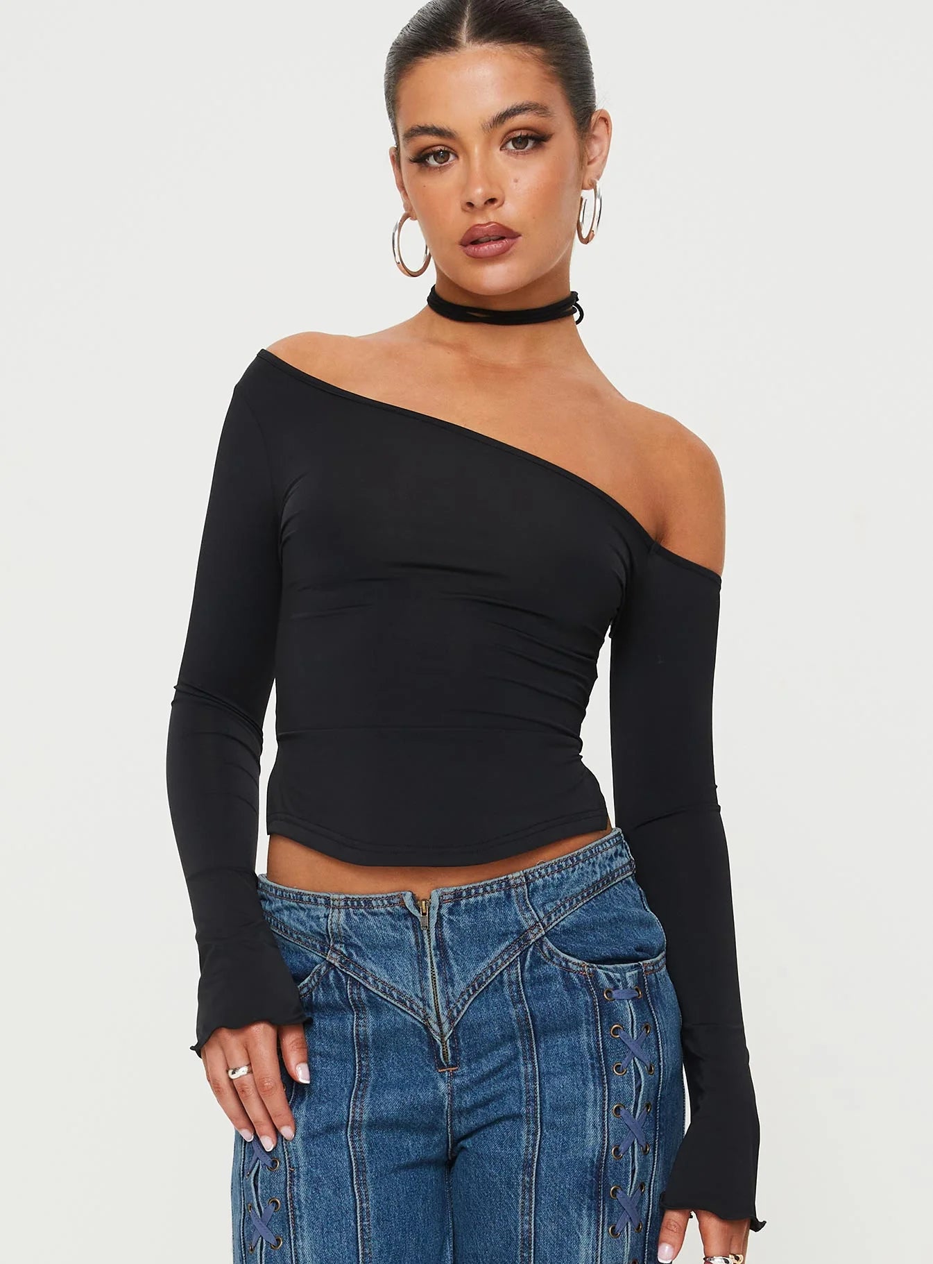 Vito Cold Shoulder Top Black