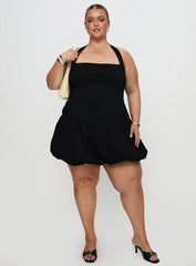 Gigli Bubble Hem Mini Dress Black Curve