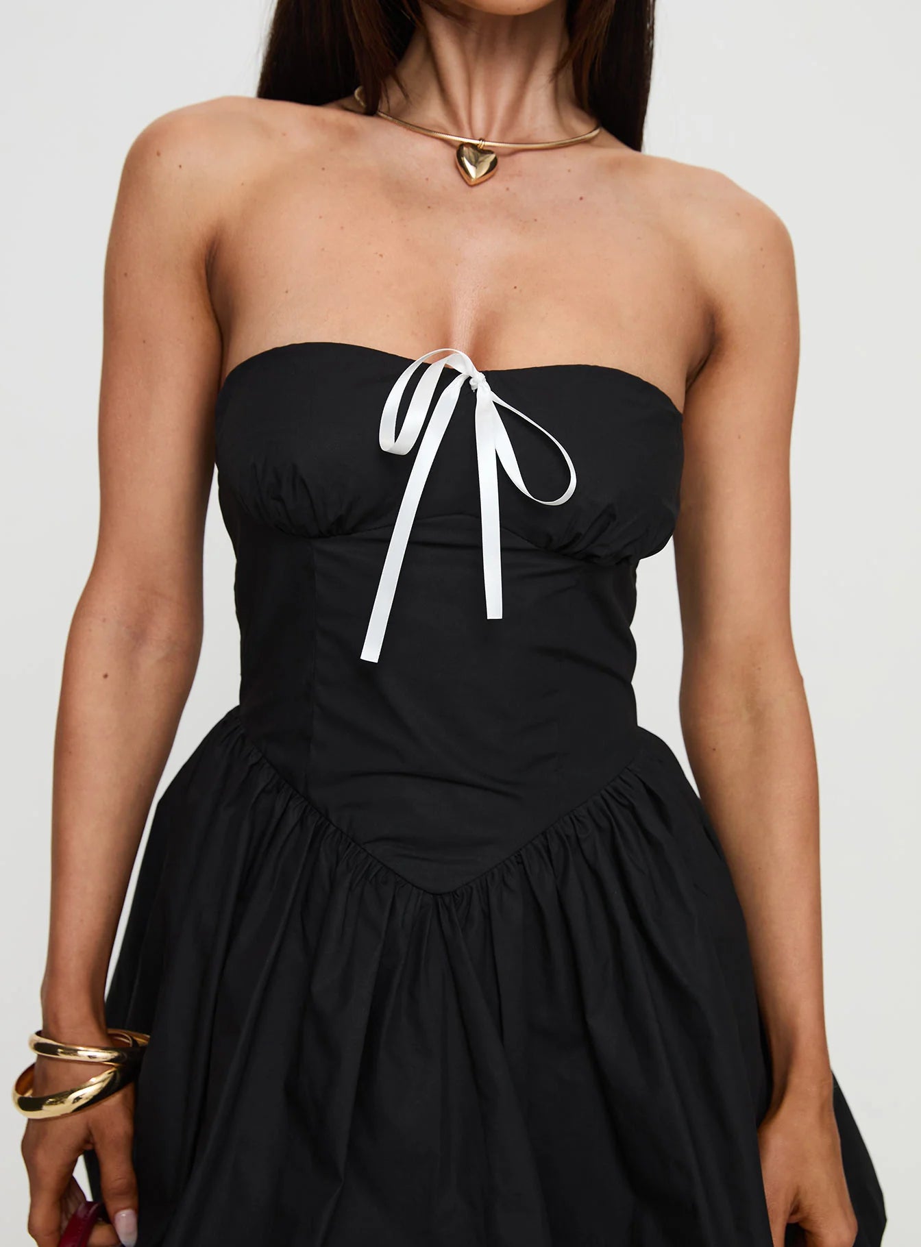 Melaina Bubble Hem Mini Dress Black