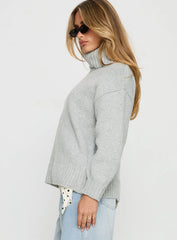 Let Love In Knit Sweater Grey