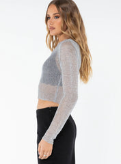 Palasades Long Sleeve Top Silver