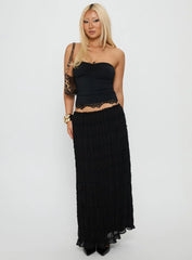 Brownie Points Lace Trim Strapless Top Black